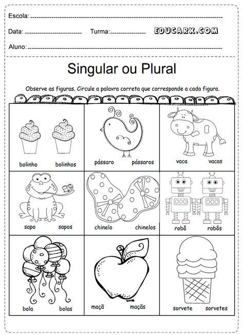 Educar X: Atividades de singular e plural 2° ano Plural E Singular, Singular And Plural, 2nd Grade, Word Search Puzzle, Pins