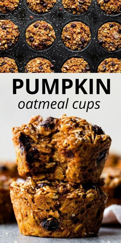 Pumpkin Baked Oatmeal, Pumpkin Oatmeal Muffins, Pumpkin Oats, Muffins Easy, Muffins Healthy, Baked Oatmeal Cups, Pumpkin Muffin Recipes, Clean And Delicious, Oatmeal Cups