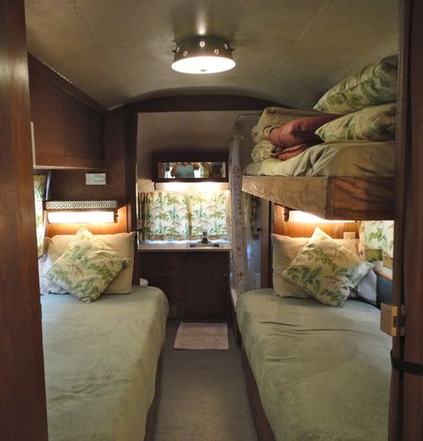 Airstream_bedroom_TimShephard Rv Renovation Ideas, Camper Bedroom, Rv Diy, Airstream Travel Trailers, Rv Bedroom, Camper Interior Design, Airstream Campers, Airstream Remodel, Airstream Interior