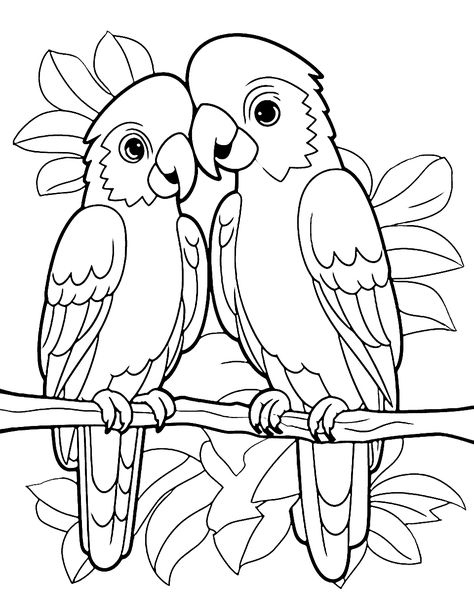 Birds Coloring Pages Free Printable, Birds Colouring Pages, Tropical Coloring Pages, Free Printable Coloring Pages For Kids, Colouring In, Coloring Pictures For Adults, Cute Coloring Pages Free Printable, Animal Coloring Pages Free Printable, Parrot Coloring Page