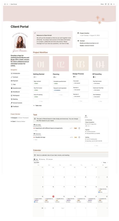 Notion Template Client Portal CRM Project Life Audit, Client Tracker, Notion Ideas, Life Planner Organization, Portal Design, Etsy Planner, Project Management Templates, Notion Templates, Meeting Notes