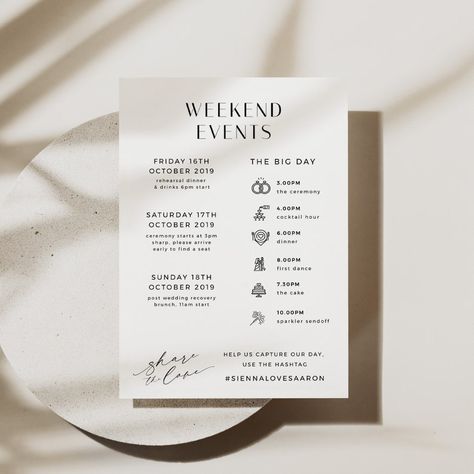 Welcome Bag Note, Wedding Recovery, Wedding Order Of Events, Timeline Wedding, Order Of Events, Welcome Note, Wedding Notes, Welcome Bag, Wedding Welcome Bags