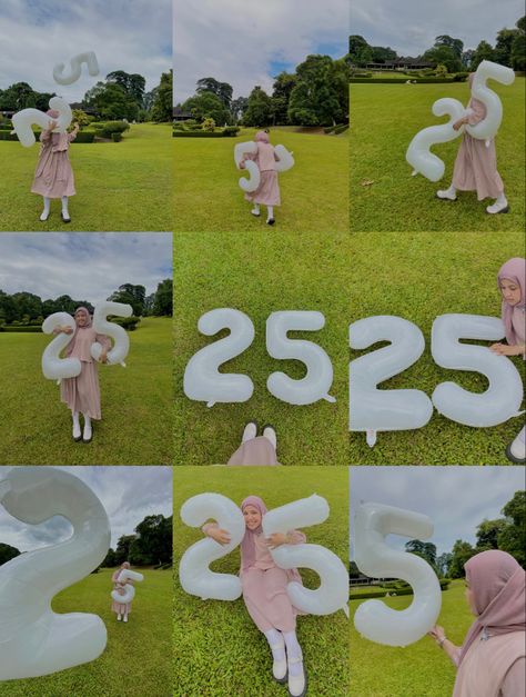 Cute concept for your birthday! #ootd #birthday #fashion #ootd #inspirasiootdberhijab #balloons #balonangka Photoshoot 22nd Birthday, Birthday Concept Idea, Poses With Balloons Birthday Photos, Ootd Birthday, Birthday Ootd, Birthday Pose, Birthday Balloons Pictures, Happy 25th Birthday, Creative Birthday Cards