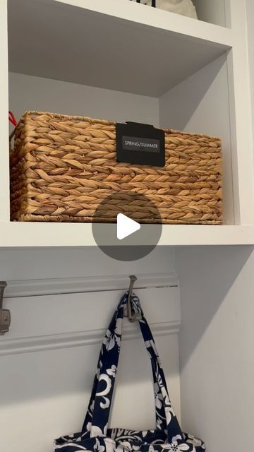 Jackie|Professional Organizer on Instagram: "Entryway hack✨

Two label clips, one basket, easy switch! We moved all of the winter hats/gloves from the mudroom to the client’s coat closet where they will stay until fall.  Once fall arrives, the summer items get put into the coat closet baskets and hats/gloves go back into the mudroom! #organizationhacks #organizationtips #itsasystem #entrywayideas #mudroomorganization #mudroomgoals @thecontainerstore" Closet Baskets, Label Clips, Mudroom Organization, Summer Items, Coat Closet, Room Goals, Professional Organizer, The Client, Organization Hacks