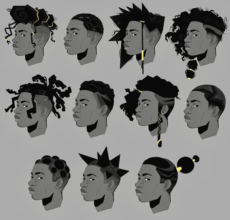 🍊•DonutsBagels•🍊 sur X : "Next for black hairstyles I thought I’d show how you can spice up fades! It can be more than just a base gradient, have fun with it! https://t.co/mFq4jnDZ7X" / X Character Art Hairstyles, Black Characters Hairstyles, Black Hair Styles For Men, Black Hair Styles Art Reference, Black Hairstyles Character Design, Hair For Men Drawing, Black Faces Reference, Black Hairstyles Drawing Reference Male, Black Hair Show Hairstyles