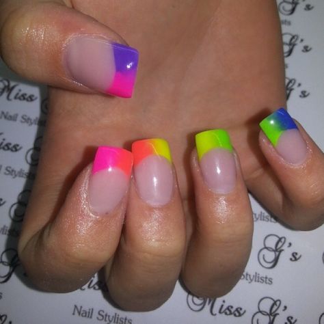 Neon nails. Gradient. Colourful. Nails Gradient, Neon Nails, French Manicure, Nail Ideas, Manicure, Nail Designs, Nail Art, Neon, Nails