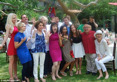 A Matilda movie reunion! Back row (L-R): Donna Spangler, Brian Levinson, Pam Ferris, Jimmy Karz and Leor Livneh Hackel, Front Row (L-R): Jacqueline Steiger, Rhea Perlman, Mara Wilson, Kiami Davael, Sara Magdalin, Danny DeVito, Embeth Davidtz Amanda Thripp, Matilda Cast, Matilda Movie, Embeth Davidtz, Mara Wilson, The Meta Picture, 18th Anniversary, Baby One More Time, Walt Disney Pictures