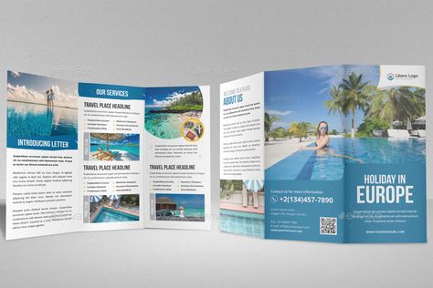 Holiday Travel Trifold Brochure Design v1 #Trifold, #Travel, #Holiday, #Design Tourism Brochure Design, Travel Brochure Design, Tourism Design, Rack Cards Design, Holiday Homework, Trifold Brochure Design, Travel Brochure Template, Maldives Travel, Company Brochure