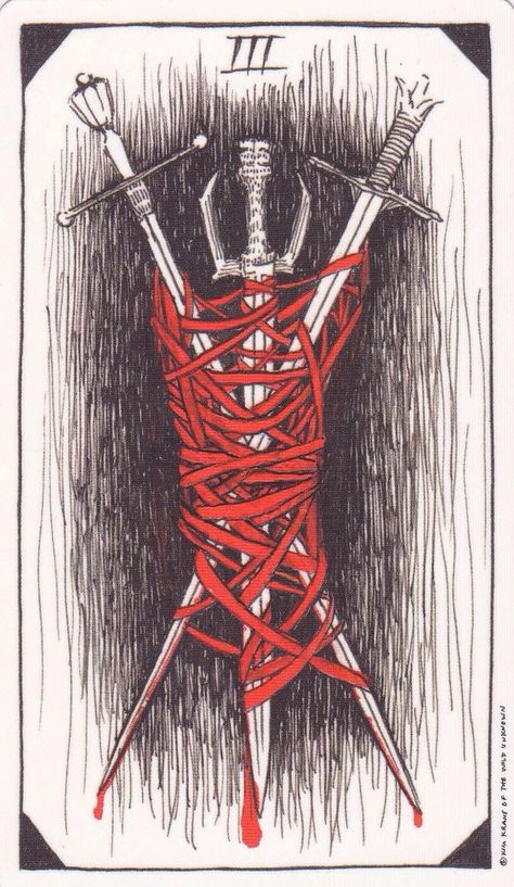 3 Swords - Wild Unknown Three Of Swords Tattoo, The Wild Unknown Tarot, Three Of Swords, Tarot Collection, Wild Unknown Tarot, Animal Tarot, Tarot Tattoo, Swords Tarot, Mighty Nein