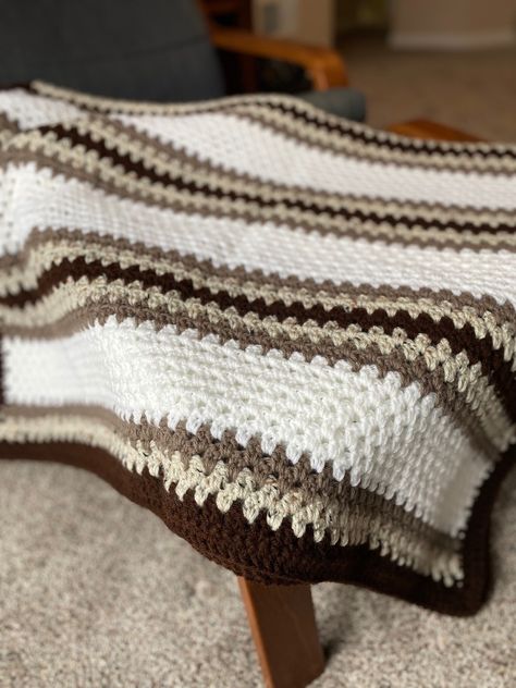 Hand crocheted blanket with love. We are up for negotiation on price. Brown Crochet Blanket, Cool Crochet Blanket, Crochet Blanket Stitch Pattern, Hand Crocheted Blanket, Easy Crochet Animals, Crochet Bedspread Pattern, Crocheted Blanket, Crocheting Ideas, Crochet Blanket Designs