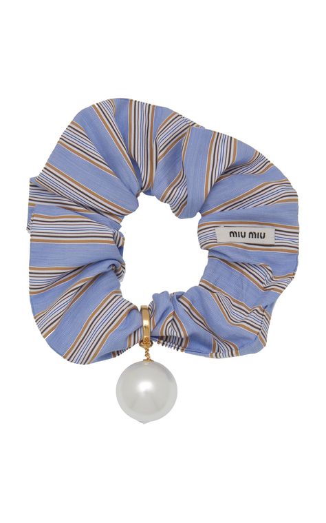 Miu Miu Striped Hair Scrunchie Striped Hair, Patchwork Fabric, Scrunchie Hairstyles, Hair Band, Moda Operandi, Hair Ties, Scrunchies, Miu Miu, Travel Pillow