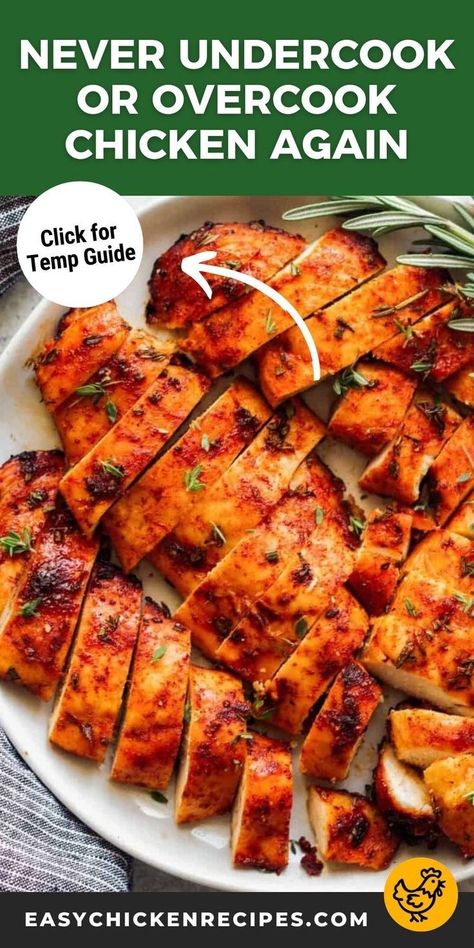 Wondering what the correct internal temperature for chicken is? Learn how to ensure your chicken is safe to eat, with tips on checking the temp and cooking times. Temperature For Chicken, Easy Baked Chicken Thighs, Blackened Chicken Recipe, Undercooked Chicken, Quick Chicken Dinner, Cooking Whole Chicken, Baked Chicken Recipes Easy, Roasted Garlic Chicken, Whole Chicken Recipes