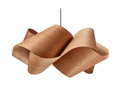 Handmade wood veneer pendant lamp mobius shape Lzf Lighting, Natural Cherry Wood, Decorative Pendant Lighting, Lzf Lamps, Orange Wood, Wood Ceiling, Metal Canopy, Blue Wood, Wooden Lamp