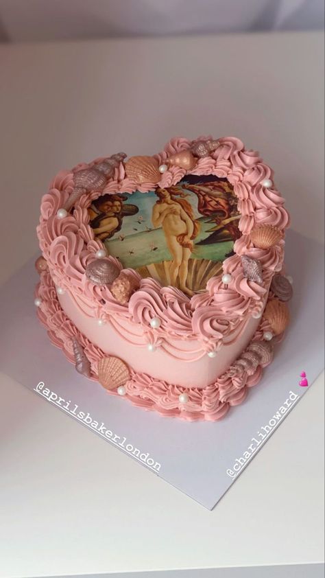 Birth Of Venus Party, Greek Mythology Cake, Goddess Cake, Birth Of Venus Botticelli, Split Cake, Mini Torte, Pastel Cakes, Birth Of Venus, Cake Inspo