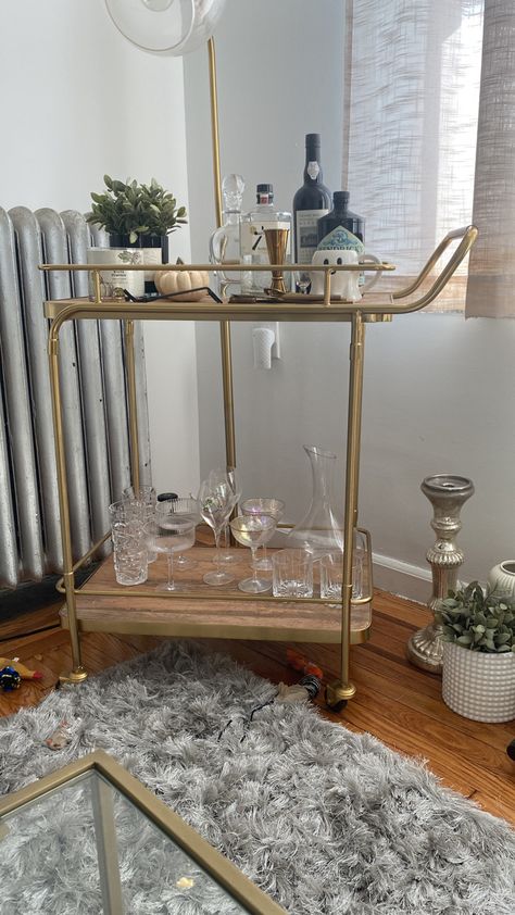 drinks trolley , drinks cart , liquor , glassware Gold Drinks Trolley, Alcohol Trolley, Liquor Trolley, Alcohol Display, Shared Home Office, Gold Drinks, Upcycle Furniture, Oddly Specific, Drinks Trolley