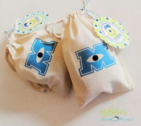 Monsters Inc Centerpieces, Monsters Inc Invitations, Favor Bags Diy, Pokemon Party Favors, Minecraft Party Favors, Monster University Birthday, Monster University Party, Monsters Inc Baby Shower, Monsters Inc Baby