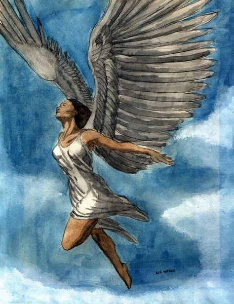 Woman Angel, Mtg Altered Art, Angel Drawing, Art Hobbies, Ancient Egyptian Art, Angel Painting, Black Angels, Black Artwork, Black Love Art