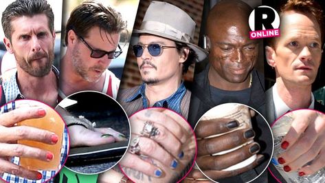 These 14 Guys Have No Problem Polishing Off Their Looks With Painted Nails | Radar Online Manicure For Men, Men Nail Polish, Shellac Nail Art, Famous Females, Celebrity Men, Mens Nails, Painted Nails, Popular Nail Designs, Men Wear