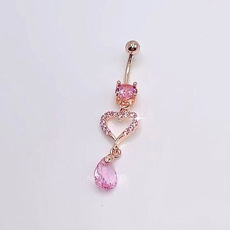 Sparkly Heart Dangle Belly Button Ring Gold Navel Piercing - Etsy Rose Gold Belly Button Piercing, Gold Belly Button Piercing, Dangle Belly Button Piercing, Navel Piercing, Belly Button Ring, Belly Button Piercing, Gold And Pink, Button Ring, Belly Rings