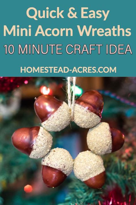 Rustic Christmas Crafts, Rustic Christmas Decorations, Acorn Wreath, Acorn Decorations, Wreath Ornaments, Acorn Ornaments, Easy Holidays Crafts, Acorn Crafts, Rustic Christmas Ornaments