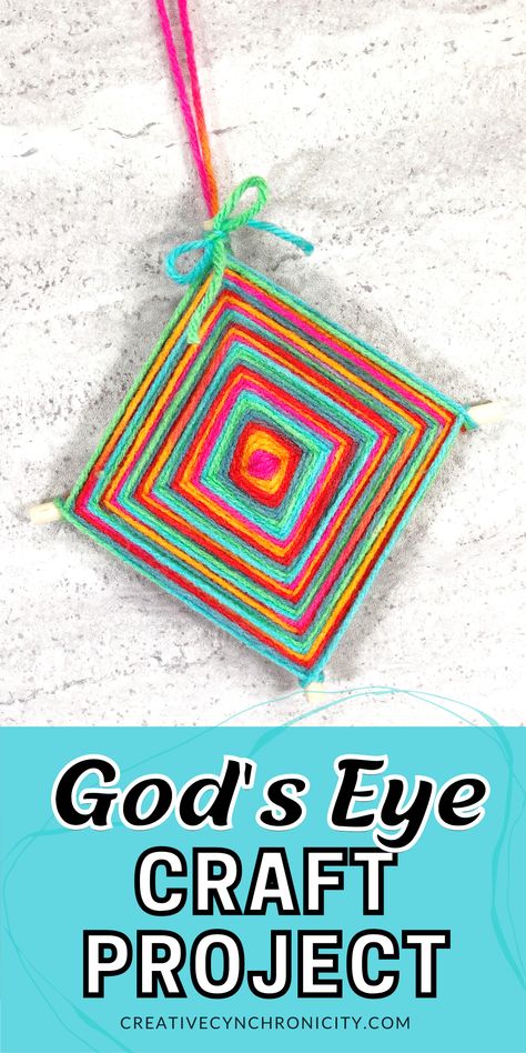 This is a classic summer camp or Vacation Bible School craft. Weaving yarn around criss-crossed sticks, you can create a beautiful God’s Eye craft project to hang in your home. You basically only need two craft materials to make these and can often find them at your local dollar store. Vbs Crafts For Teens, Jesus Crafts For Teens, Church Camp Crafts, Vacation Bible School Crafts, Biblical Crafts, God's Eye Craft, Vacation Bible School Craft, Sun Crafts, Jesus Crafts