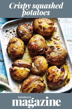 With a crispy bottom and a soft top, this unusual take on roast potatoes is simple to achieve and will soon become a firm favourite. Use a good roasting potato for this recipe, such as King Edward or Maris Piper, for the best results Roast Dinner Recipes, Roast Meat, Gluten Free Sides, New Potatoes, Cooking Advice, Starchy Foods, King Edward, Roast Potatoes, Roast Dinner