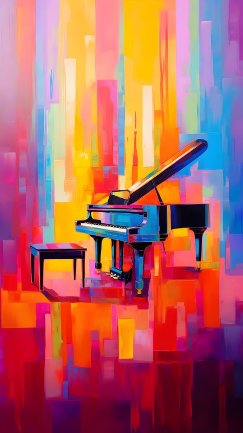 Abstract Painting Musical Instruments, Music Representation Art, Piano Acrylic Painting, Orchestra Painting, Abstract Music Art, Piano Artwork, Abstract Piano, Piano Painting, Piano Wall Art