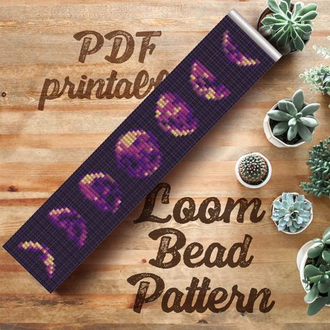 Bead Pattern, Bead Loom, Loom Patterns, Alpha Patterns, Bead Patterns, Pdf Patterns, Moon Phases, Beading Patterns, Loom