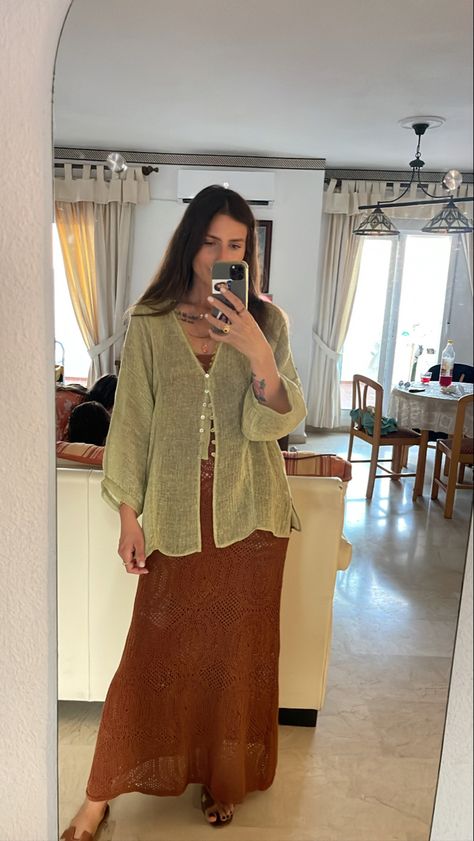 Modest Thailand Outfits, Flowy Teacher Outfits, Do Tanner Outfits, Medium Sized Fashion, Modern Boho Aesthetic Outfit, Vietnam Street Style, Boho Outfits Work, Modest Coastal Outfit, Miss Honey Aesthetic Outfits