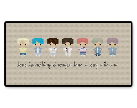 BTS Boy With Luv 2 Bite Size - PDF Cross Stitch Pattern Bts Cross Stitch Patterns, Bts Boy With Luv, Boy With Luv, Knitting Clothes, Clothes Making, Cross Stitching, Bite Size, Knit Outfit, Bts Boys