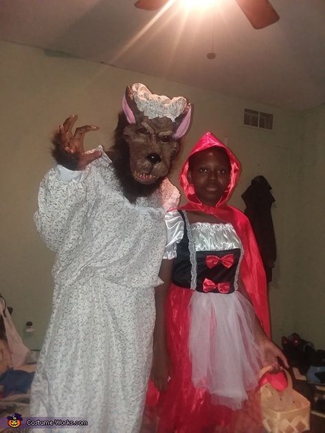 Patience: Mom is,wearing the big bad wolf costume daughter is wearing the Little Red Riding Hood costume the idea came from reading children's nursery stories. Every year mother and daughter dresses... The Big Bad Wolf Costume, Bad Wolf Costume, Big Bad Wolf Costume, Mother And Daughter Dresses, Little Red Riding Hood Costume, Nursery Stories, Riding Hood Costume, The Big Bad Wolf, Wolf Costume