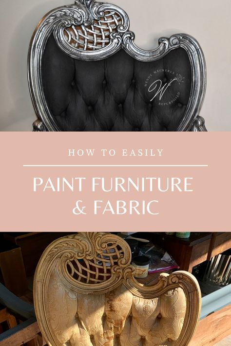 How To Paint Couch Fabric, Paint Couch, How To Paint Fabric, Painted Couch, Painting Upholstered Furniture, How To Paint Furniture, Black Chalk Paint, Paint Fabric, Painted Vanity