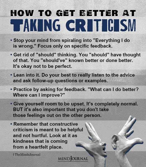 Constructive criticism is meant to be helpful and not hurtful. Take them as a feedback. #criticism #selfdevelopment #mentalhealthquote How To Take Criticism Like A Champ, How To Accept Constructive Criticism, How To Get Rid Of Emotions, Responses To Criticism, How To Stop Taking Everything Personally, How To Handle Embarrassment, How To Take Criticism, How To Be Perfect At Everything, Constructive Criticism Quotes