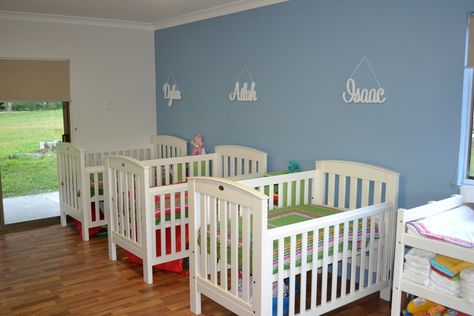 Triplet nursery Quadruplets Nursery, Triplet Nursery, Triplets Nursery, Newborn Triplets, Farm Style House, Nursery Designs, Multiples Baby, Triplet Babies, Nursery Room Inspiration