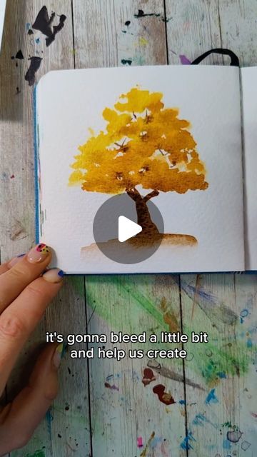 Lacey Walker on Instagram: "🌳🍁🌳🍁Easy watercolor fall tree with just a few steps! In this video I show you how to paint a fall colored tree using 4 colors, and mainly by tapping randomly on the page. I do give you some tips about how to be strategic about where you place your colors when tapping randomly. This one is definitely a fun one for beginners because it has a high success rate, with a beauitful resu.t. If you don't get it quite right on the first try, try again because you're close! In Fall Tree Watercolor Painting, Fall Color Trees, Unicorn Food, Journal Watercolor, Food Watercolor, Try Try, Tree Watercolor Painting, Learn Watercolor, Fall Tree