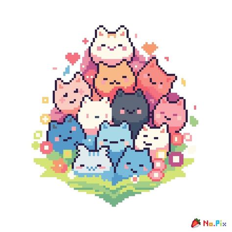 Pixel Art Tutorial, Pixel Art Grid, Pixel Art Games, Pixel Art Design, Pixel Pattern, Pixel Art Pattern, Cats Illustration, July 17, Dream Art