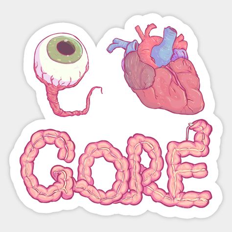 Do YOU <3 gore??(also available with an "I" variant) -- Choose from our vast selection of stickers to match with your favorite design to make the perfect customized sticker/decal. Perfect to put on water bottles, laptops, hard hats, and car windows. Everything from favorite TV show stickers to funny stickers. For men, women, boys, and girls. Horror Stickers, Stickers Random, Anime Horror, Cricut Ideas, Hard Hats, Car Windows, Funny Stickers, Custom Stickers, Favorite Tv Shows