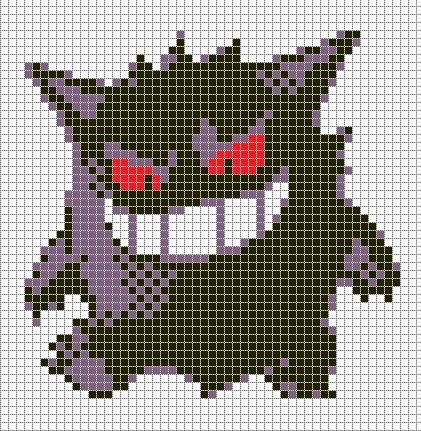 Gengar Cross Stitch, Gengar Perler Beads, Stitch Pokemon, Isometric Pixel, Pokemon Cross Stitch Patterns, Pokemon Silver, Hyrule Castle, Pokemon Perler, Pokemon Cross Stitch