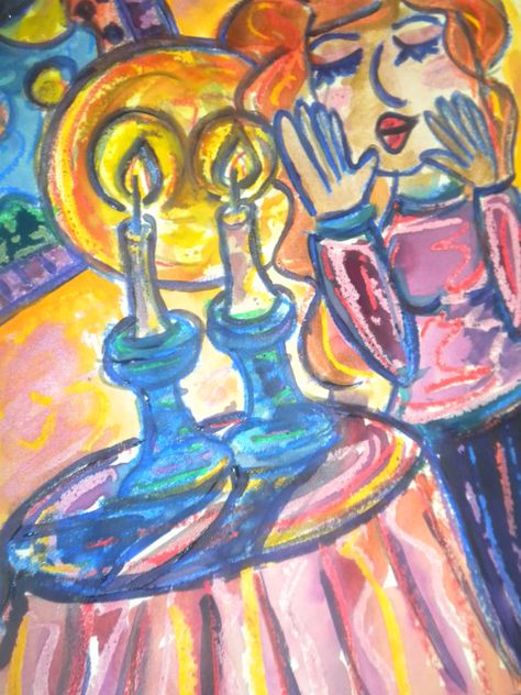 Lighting Shabbat Candles Jewish Illustration, Jewish Artwork, Good Shabbos, Dove Painting, Shabbat Shalom Images, Jewish Celebrations, Shabbat Candles, Judaica Art, Shabbat Shalom