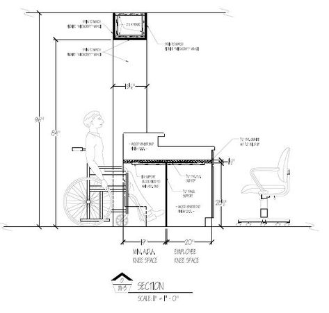 Ada Bathroom Codes  Check more at http://s2pvintage.com/20037/ada-bathroom-codes Reception Desk Height, Ncidq Exam, Reception Desk Dimensions, Lobby Desk, Concierge Desk, Ada Design, Curved Reception Desk, Resturant Design, Ada Bathroom