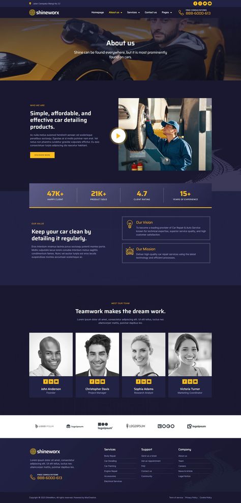 ShineWorx - Car Detailing Service & Car Repair Elementor Pro Template Kit Digital Retail, Service Car, Advertisement Template, Wordpress Developer, Freelance Web Developer, Squarespace Website, Auto Service, Car Repair, Responsive Design