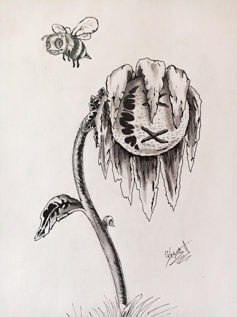 Creepy Trippy Drawing Ideas, Small Creepy Drawings, Creepy Plants Drawing, Flash Ideas, Scary Drawings, Trippy Drawings, Creepy Drawings, Creepy Tattoos, Artwork Ideas