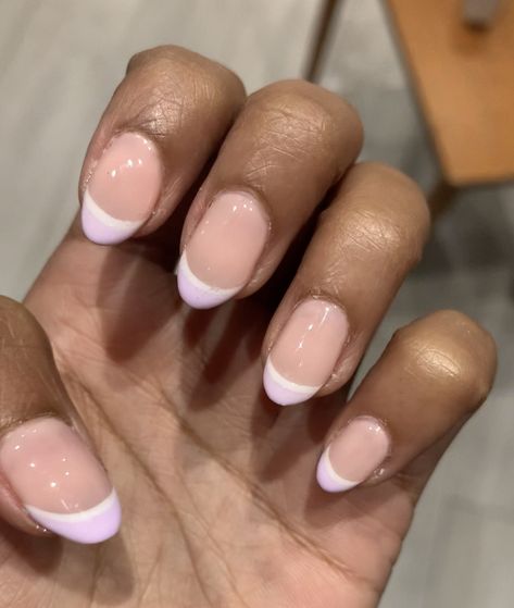 Oval double french tip French Tip Lilac, White Biab Nails, Double French Tip Nails, Double French Tip, Biab Nails, Lilac White, Tip Nails, French Tip Nails, Nail Tips