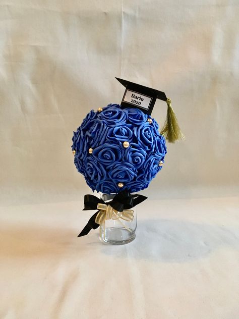 Bronze Balloons, Class Of 2023 Graduation Party, Royal Blue Centerpieces, Gold Table Centerpieces, Centerpieces Graduation, Centerpiece Graduation, Gold Graduation Decorations, Diy Graduation Decorations Party, 2023 Graduation Party