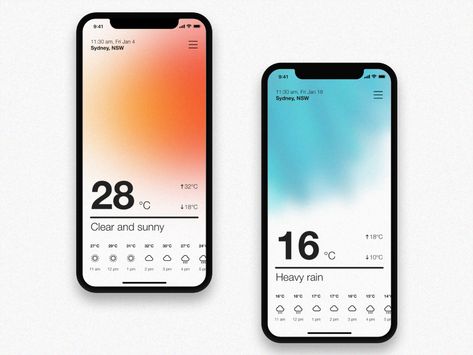 01 / Weather App Concept by Damian Martelli on Dribbble Application Ui Design, Ui Design Mobile, Ui Ux 디자인, Dribbble Design, Kalender Design, App Concept, Weather App, App Interface Design, Mobile Interface