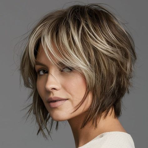 Jamesbusbyhair Messy Bob Haircuts Choppy Layers, Short Hair Choppy, Messy Bob Haircut, Short Stacked Hair, Messy Bob Hairstyles, Timeless Looks, Shaggy Short Hair, Haircuts For Women Over 50, Gorgeous Hairstyles