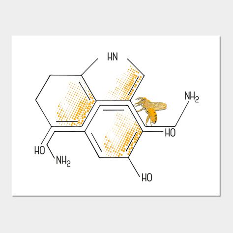 Nectar of Life : Serotonin and Dopamine chemical formulas in a honeycomb setup. -- Choose from our vast selection of art prints and posters to match with your desired size to make the perfect print or poster. Pick your favorite: Movies, TV Shows, Art, and so much more! Available in mini, small, medium, large, and extra-large depending on the design. For men, women, and children. Perfect for decoration. Serotonin Molecule Art, Chelsea Tattoo, Molecule Art, Heel Tattoos, Honeycomb Tattoo, Serotonin Molecule, Molecule Tattoo, Optical Illusions Art, Small Hand Tattoos