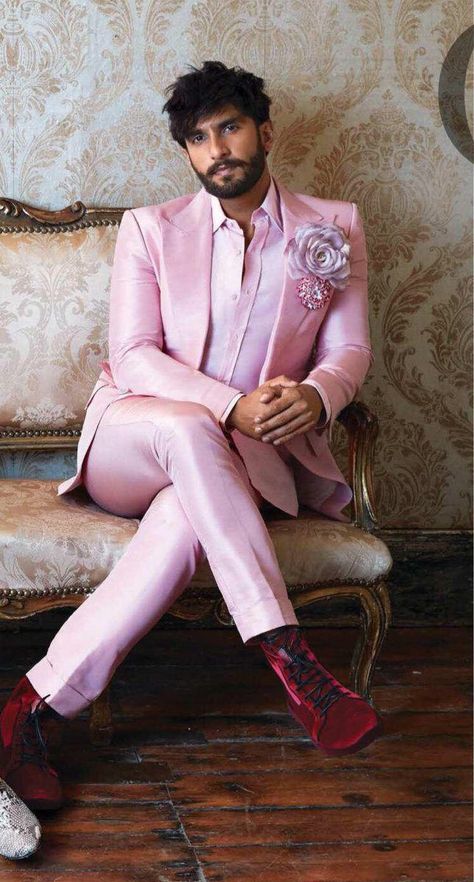 Ranveer Singh #VogueIndia #Oct2018 #RanveerSingh #PhotoShoot #FASHION #STYLE #SEXY #BOLLYWOOD #INDIA India Fashion Men, Satin Suits, Satin Suit, Outfit Essentials, Deepika Padukone Style, Wedding Outfit Men, Indian Men Fashion, Dress Suits For Men, Designer Suits For Men