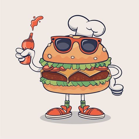 Free Vector | Cute Burger Chef Thumbs Up Cartoon Icon Illustration. Food Chef Icon Isolated . Flat Cartoon Style Burger Art Illustration, Food Cartoon Illustration, Thumbs Up Cartoon, Burger Illustration, Burger Art, Cute Burger, Burger Chef, Up Cartoon, Food Cartoon