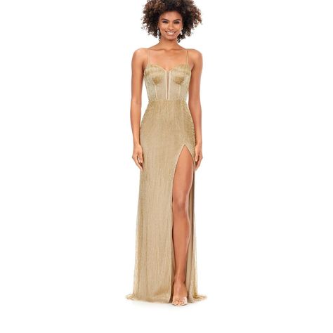 Brand New Ashley Lauren Fully Liquid Beaded Gown Tags: Floor Length, Size 8, Gold, A-Line, Ashley Lauren, Size M Champagne Dresses, Ashley Lauren, Dresses Gold, Leather Midi Dress, Champagne Dress, Bow Detail Dress, Aline Dress, Maxi Dress Cocktail, Beaded Gown